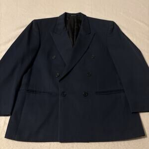 Moda Mancini Double Breasted Jacket Blazer Navy Blue 44 R Wool Modesto Bertotto